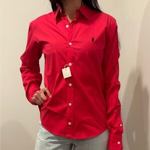Women’s Red Button Down Shirt by Ralph Lauren